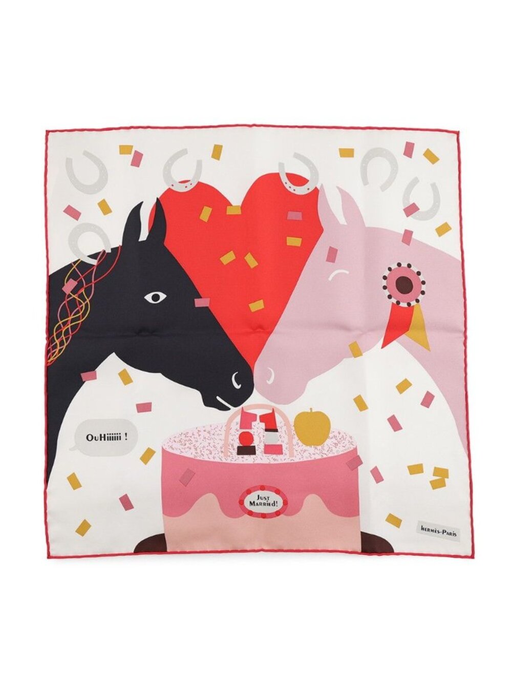 Hermes Scarf Carre 45 Gavroche Just Married Petit White